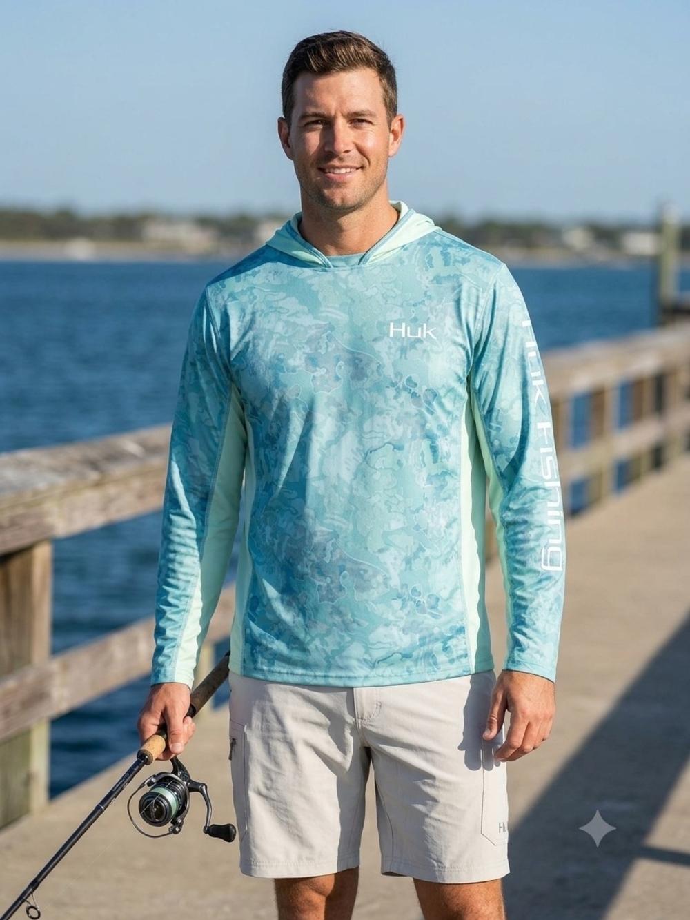 Huk Pursuit Vented Hoodie Men's Abstract Fishing Shirt Large